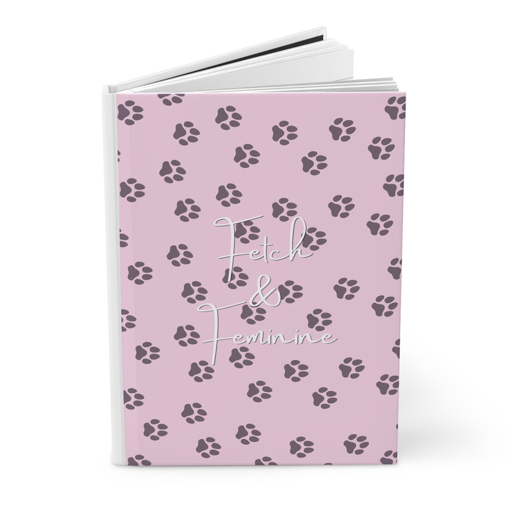 Pink Paw Print Hardcover Notebook for Dog Lovers