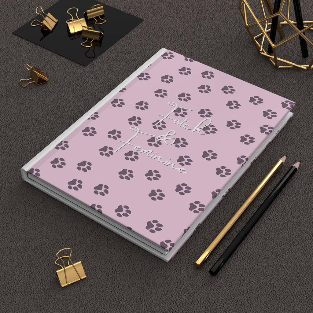 Pink Paw Print Hardcover Notebook for Dog Lovers