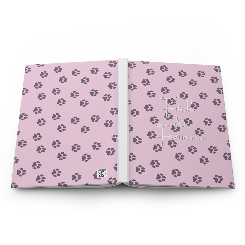 Pink Paw Print Hardcover Notebook for Dog Lovers