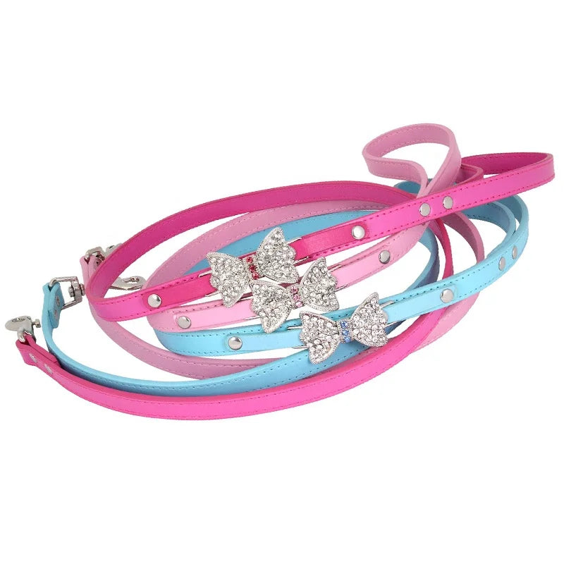 Cute Luxury Dog Leash Bow Coquette Y2K Sparkle